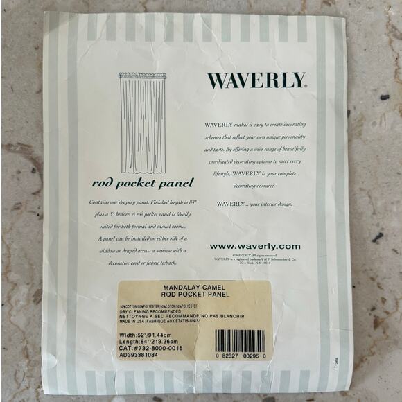 NWT Waverly Drapery Rod Pocket Panel 52 x 84 Mandalay Camel Botanicals Lined - Picture 4 of 9